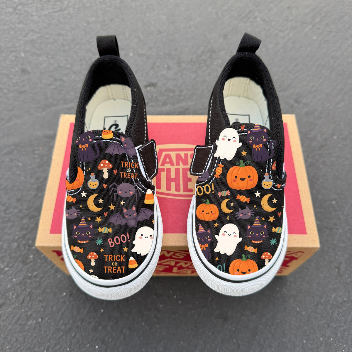 Spooky Halloween Slip On Vans for Kids Customized Shoes