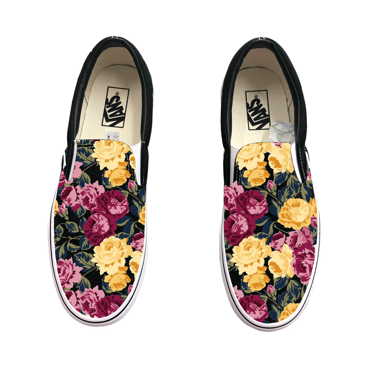 Roses custom Vans Slip On Shoes