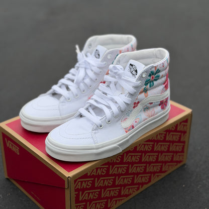 Embroidery Inspired White Vans Sk8 Hi Top Shoes
