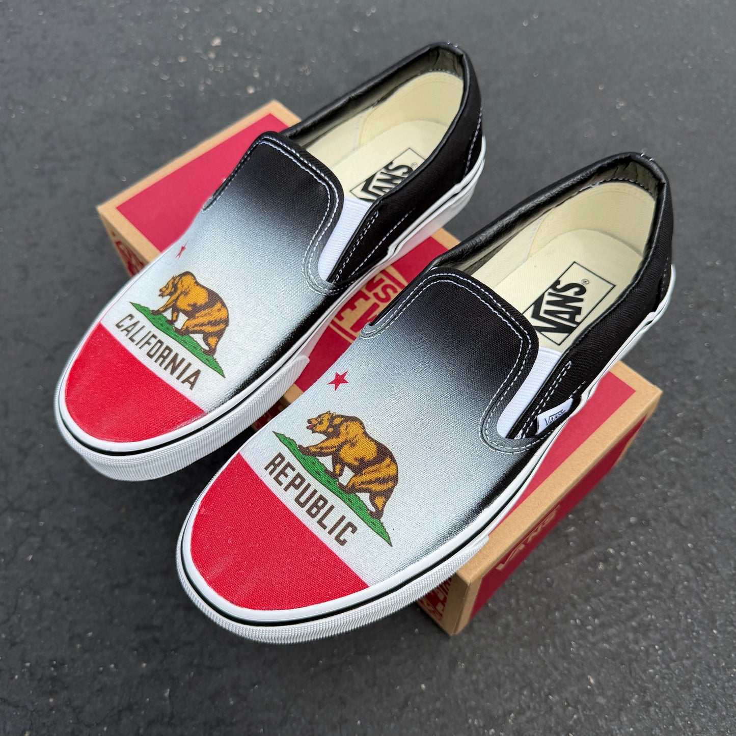 California flag Vans slip on shoes