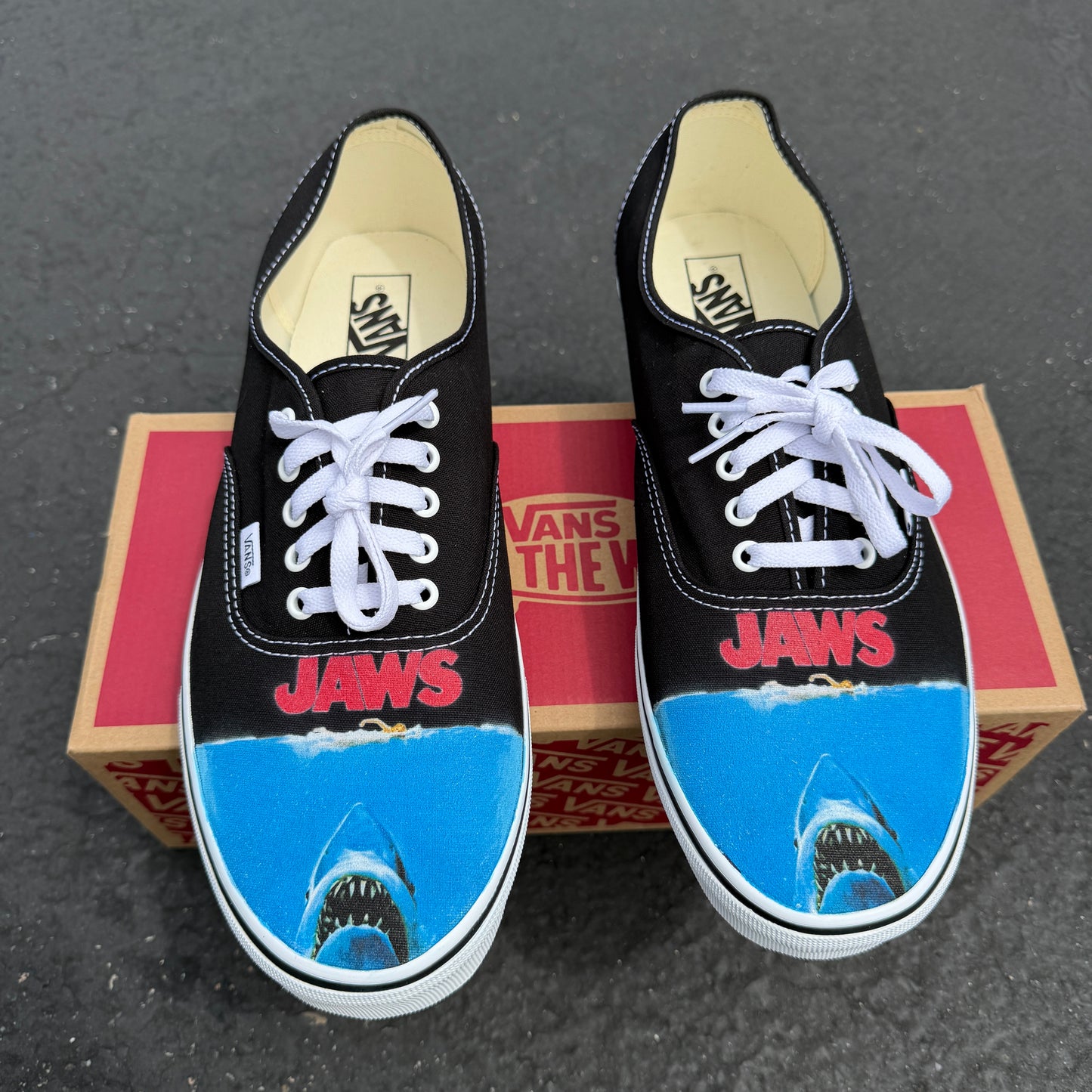 Jaws movie poster Vans customized shoes