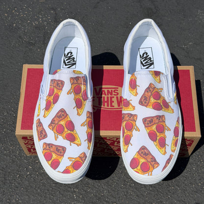 pizza slip on Vans shoes customized