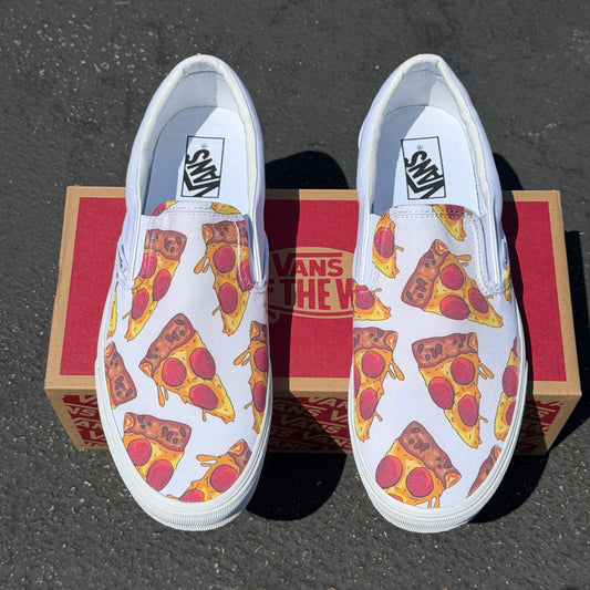 pizza slip on Vans shoes customized
