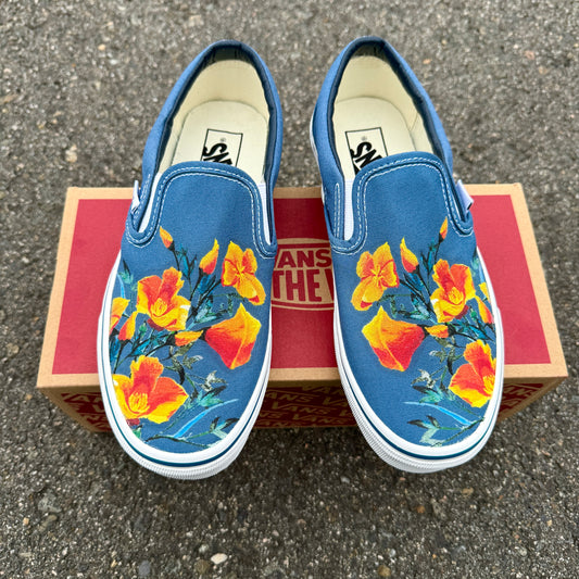 custom navy slip on vans shoes