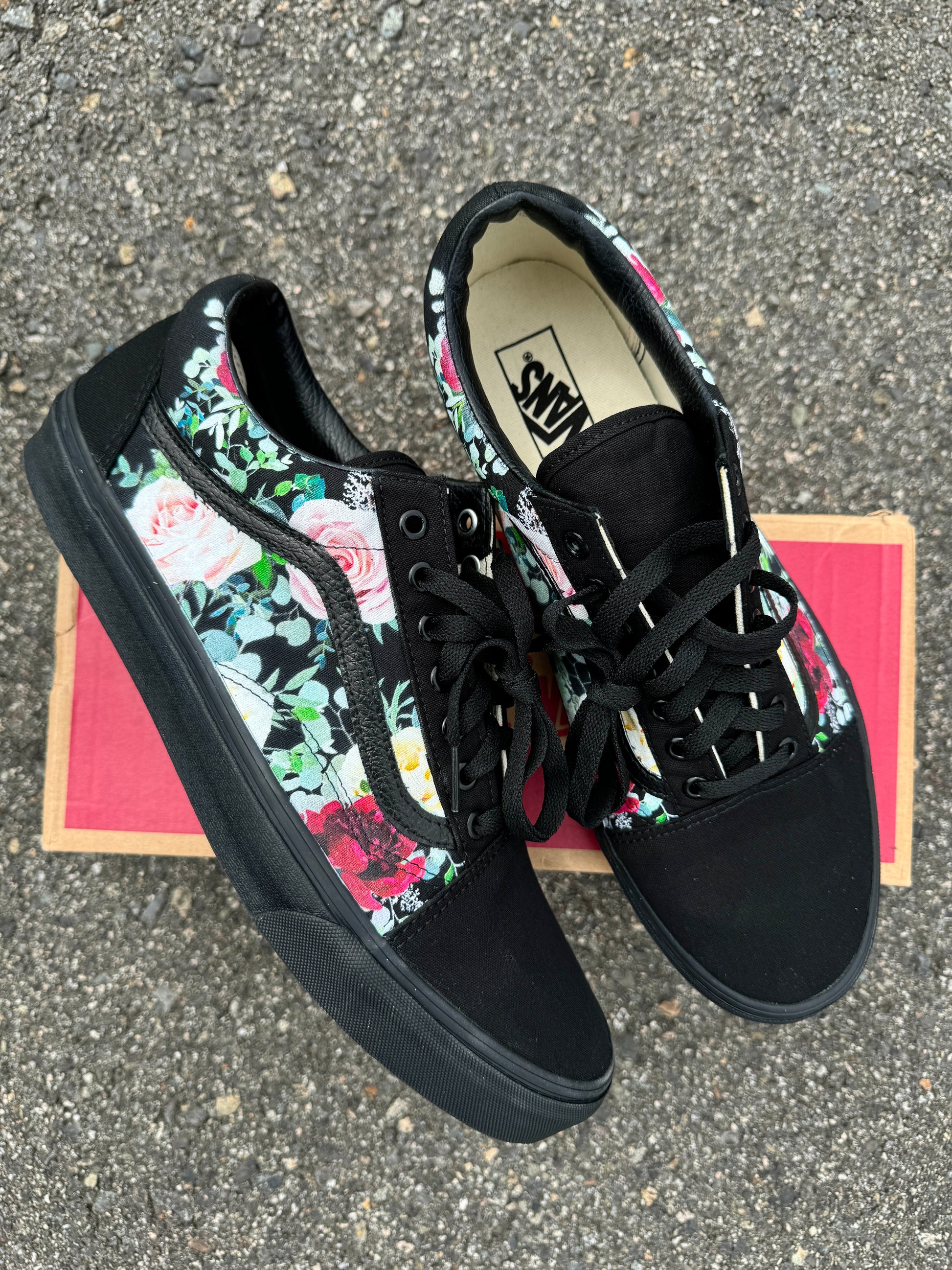 Skate Shoes Garden Floral Old Skool Vans Whimsical Roses On