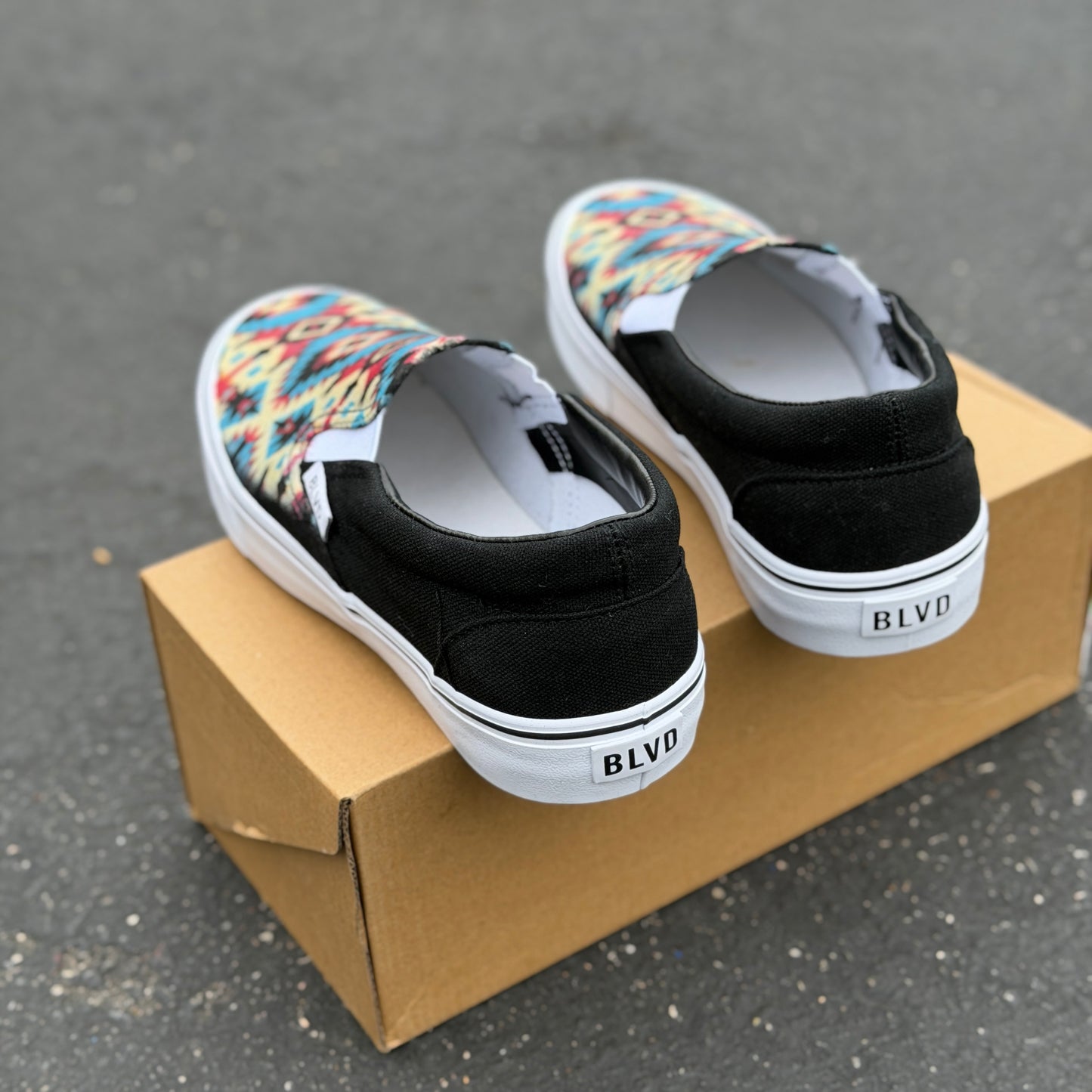 Turquoise Native American Inspired Tribal Pattern Shoes Southwest BLVD Slip On Shoes for Men and Women