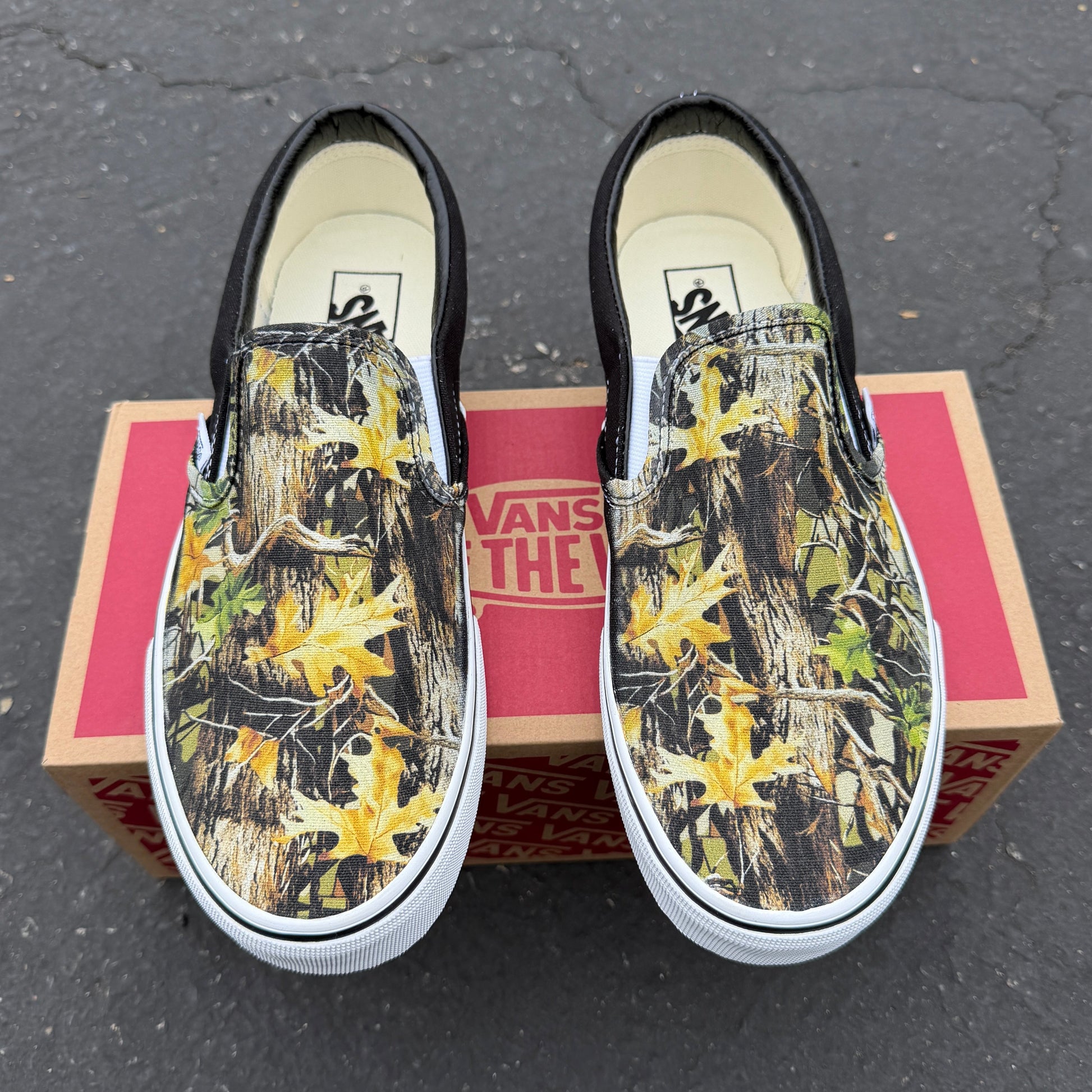 realtree camo Vans slip on shoes customized 