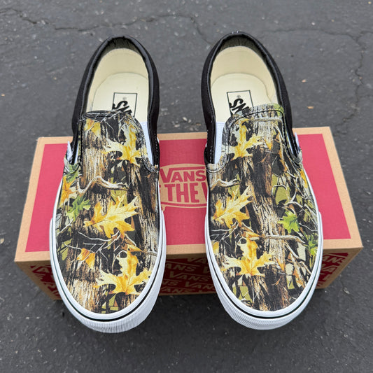 realtree camo Vans slip on shoes customized 