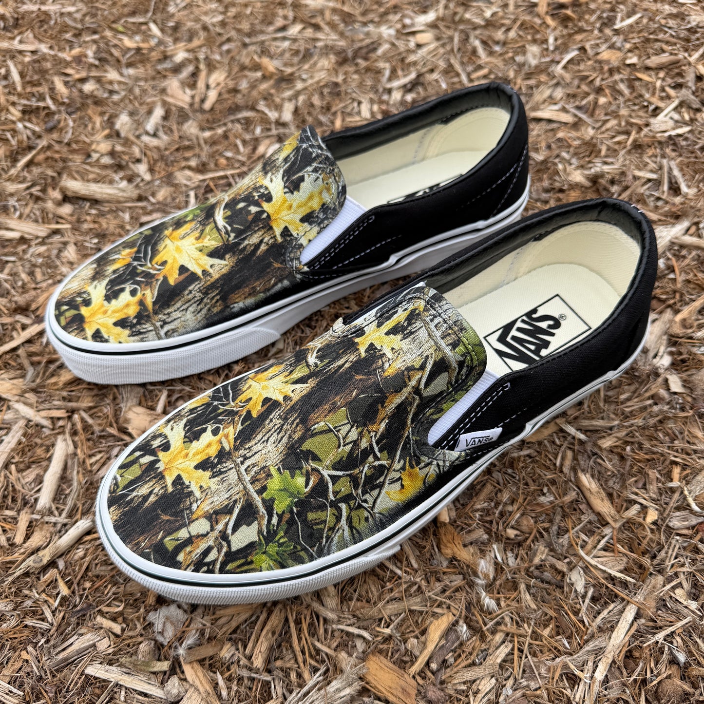 realtree camo Vans slip on shoes customized 