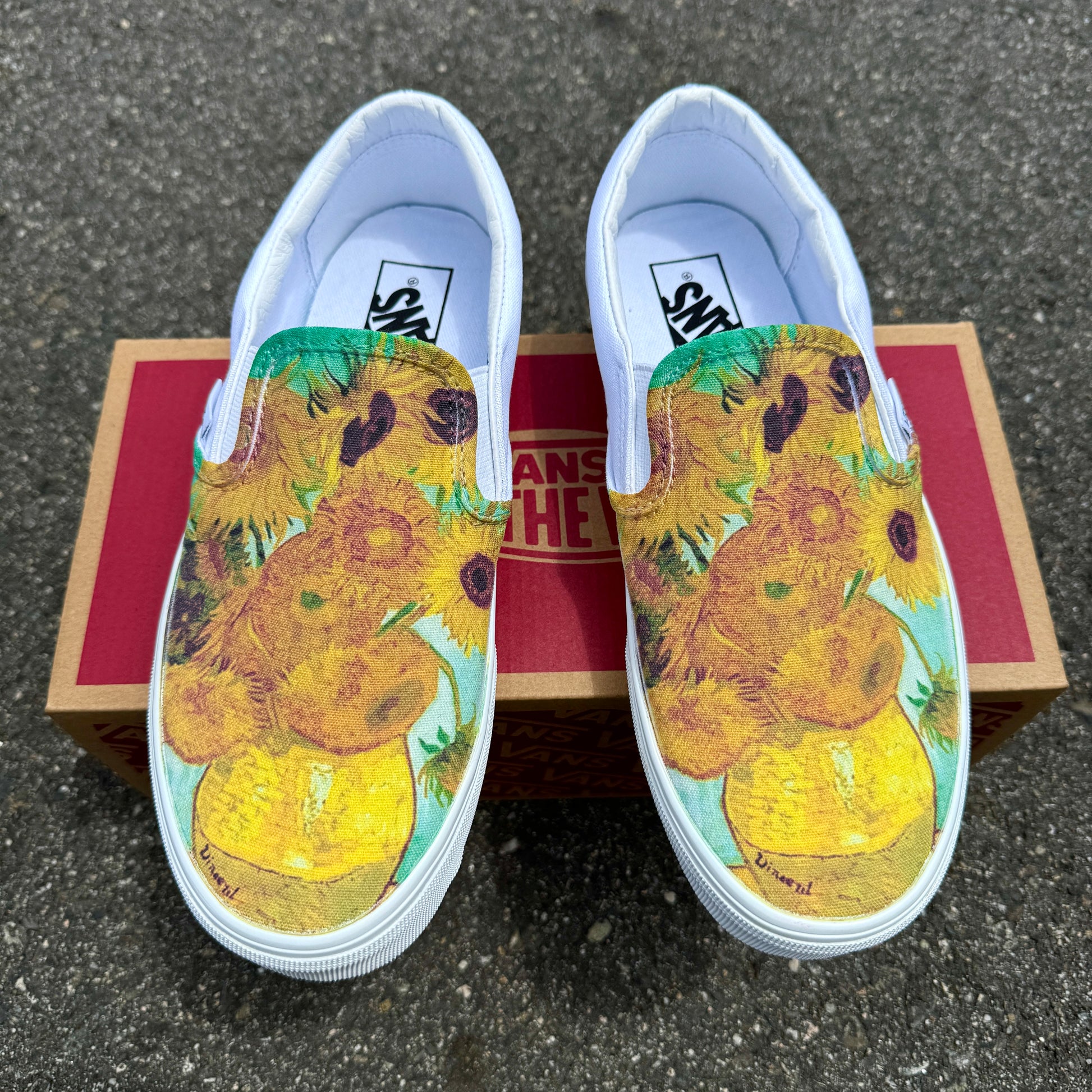 Van Gogh Sunflowers Custom Slip Ons – BlvdCustom