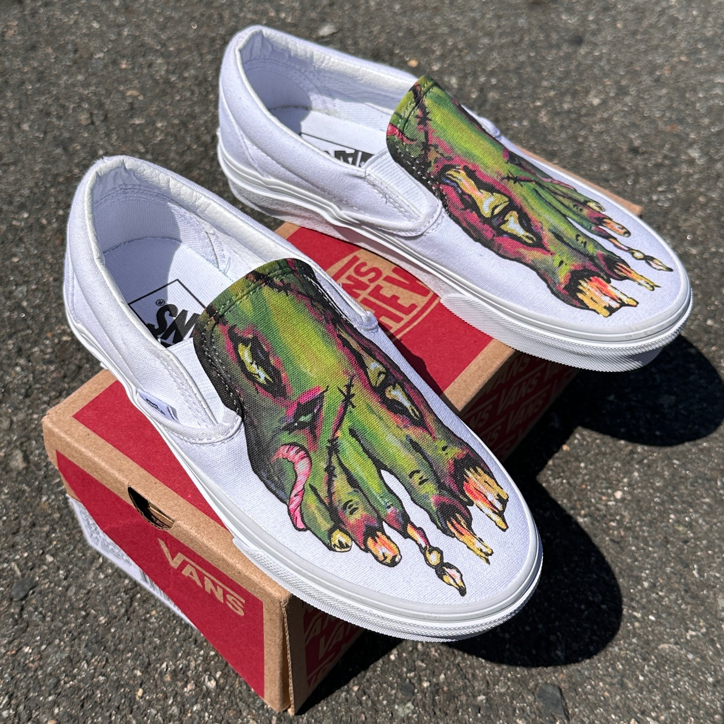 Zombie Feet - Custom Slip Ons White