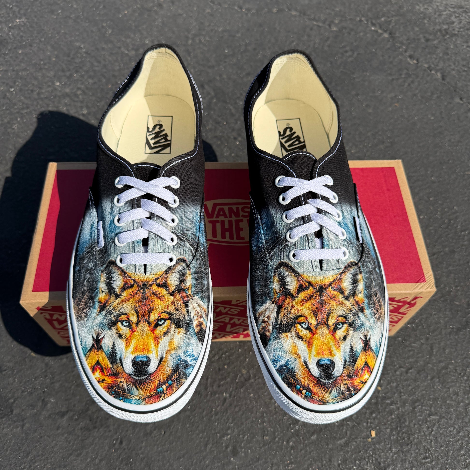 wolf tribal Native American customized Vans shoes