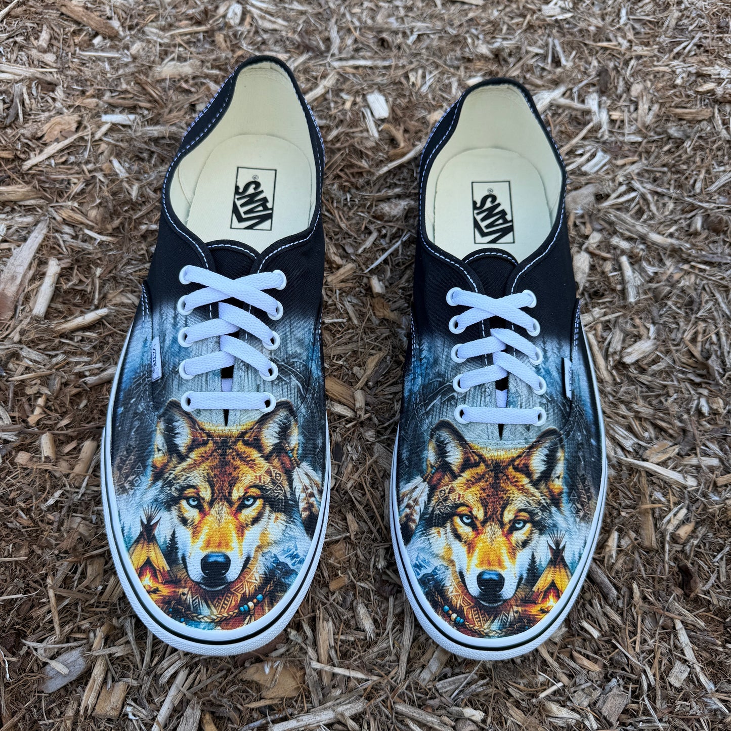 wolf tribal Native American customized Vans shoes
