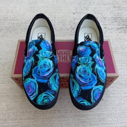 emerald teal rose slip on vans shoes