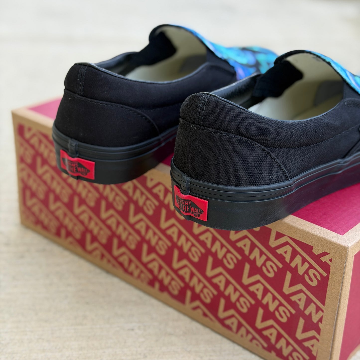 Emerald Teal and Purple Rose Floral Bouquet on Custom Slip On Vans Shoes for Women and Men