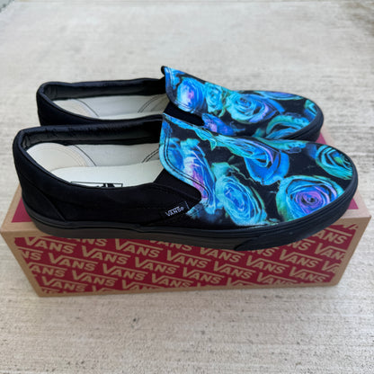 emerald teal rose slip on vans shoes
