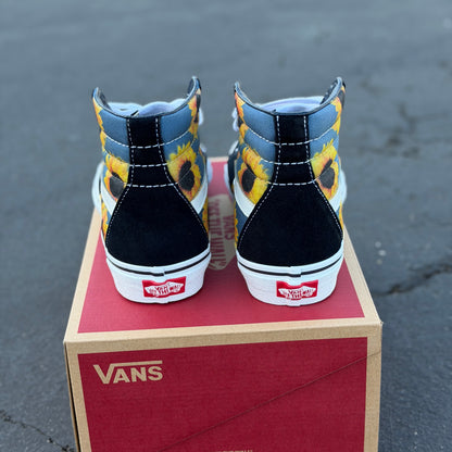 Sunflowers on Navy Vans Sk8-Hi Shoes