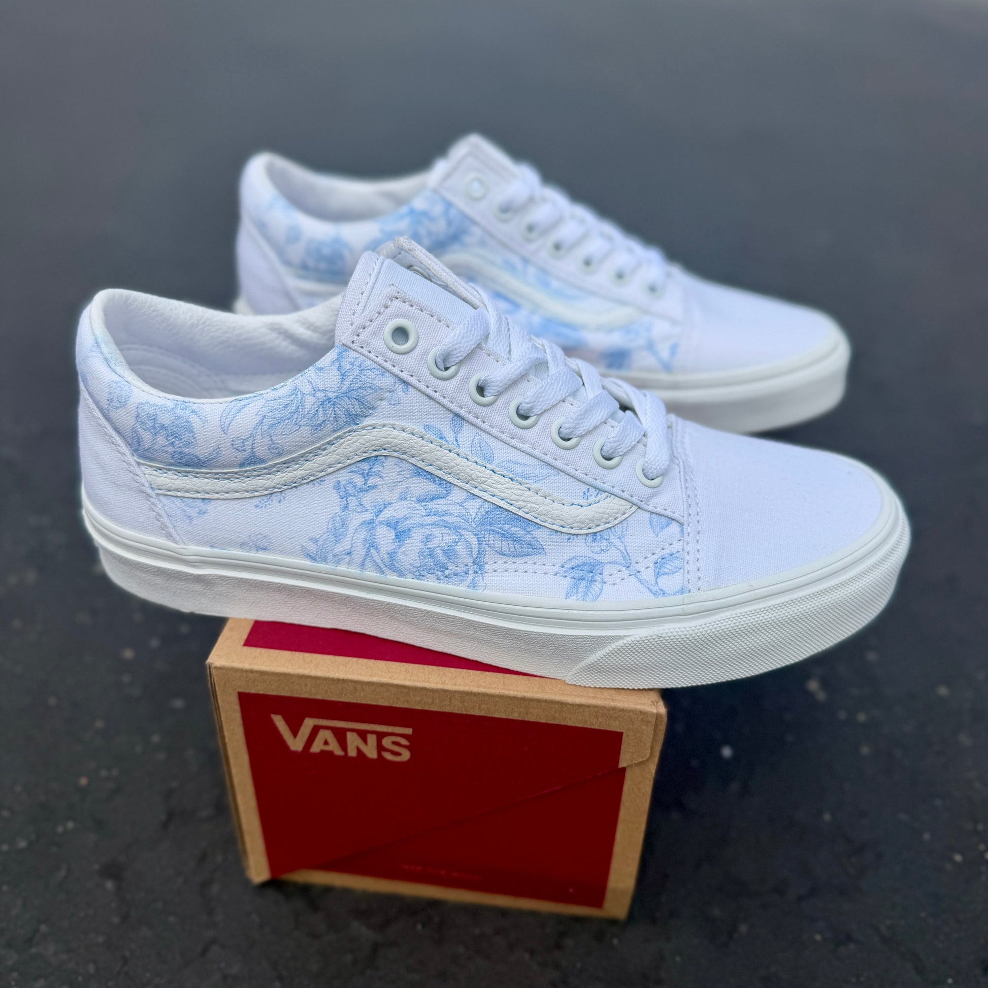 Toile de Jouy Floral Vans Old Skool Shoes custom wedding shoes