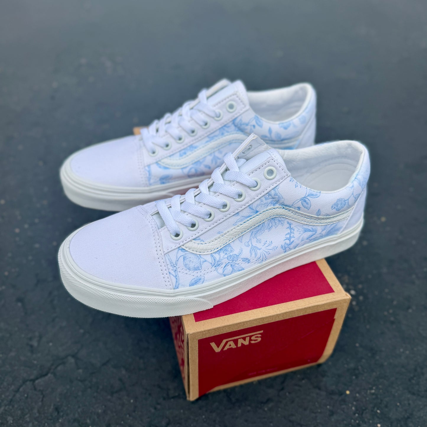Toile de Jouy Floral Vans Old Skool Shoes custom wedding shoes