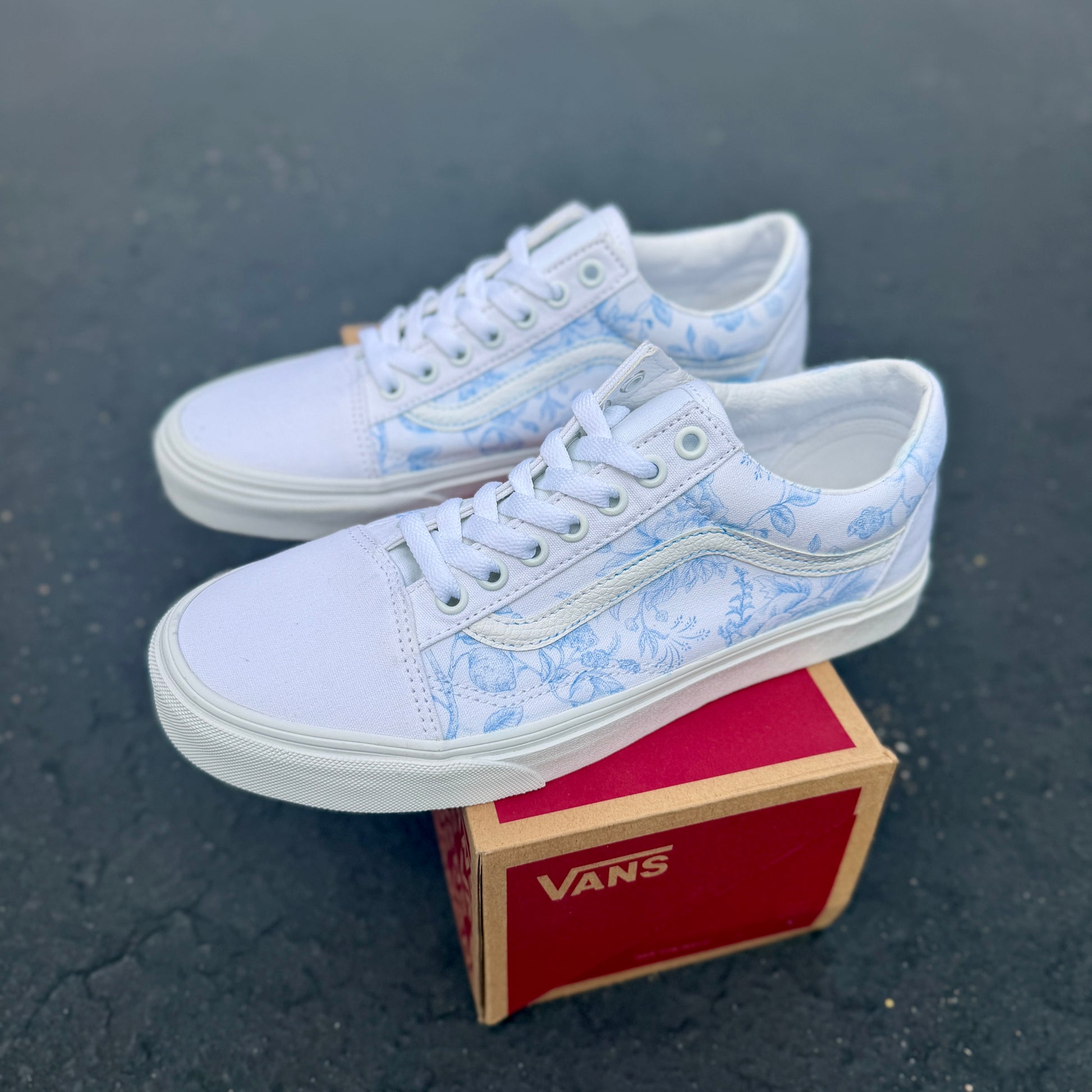 Toile de Jouy Floral Vans Old Skool Shoes custom wedding shoes