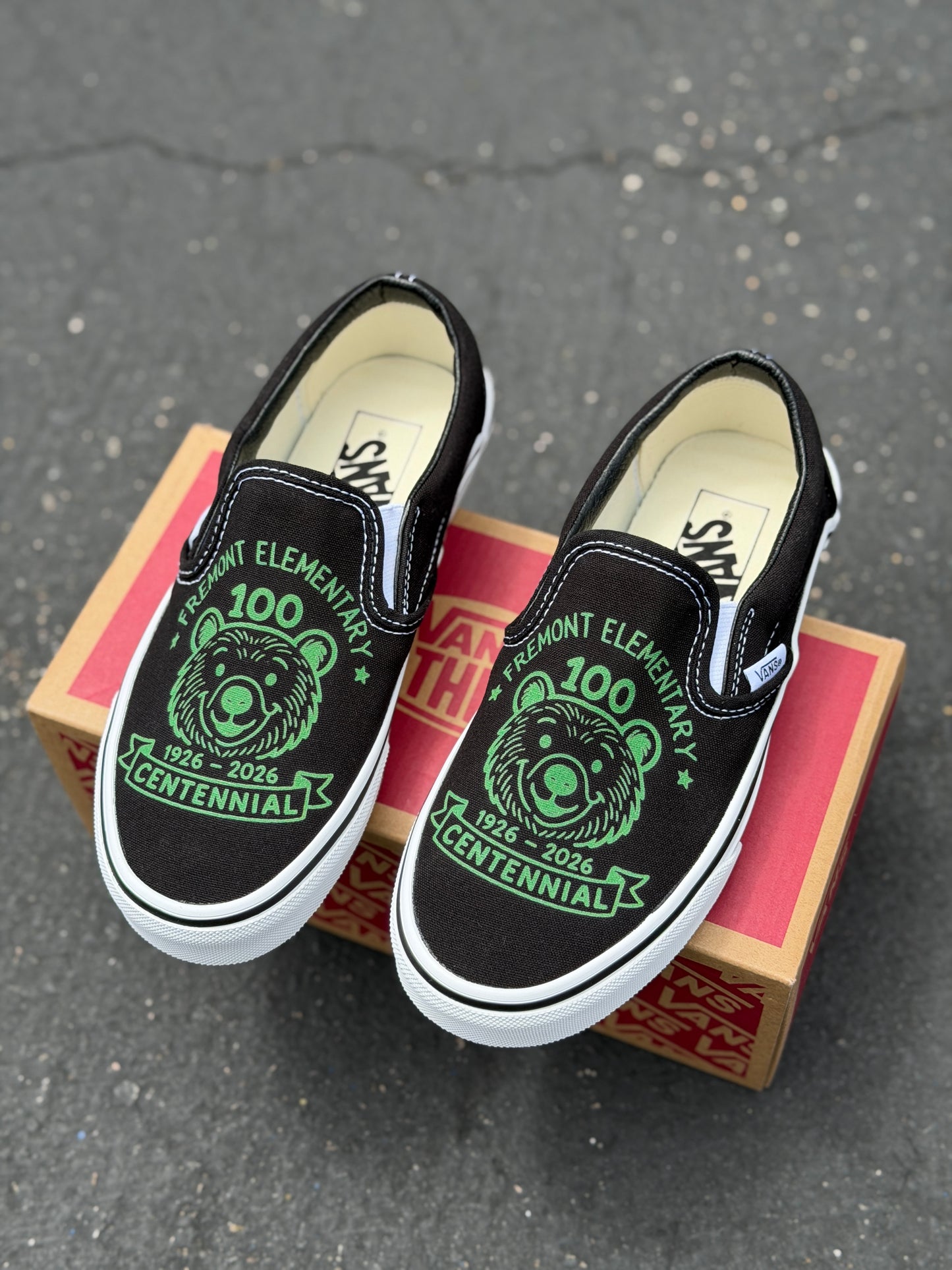 Fremont Elementary Black Slip On Vans Shoes