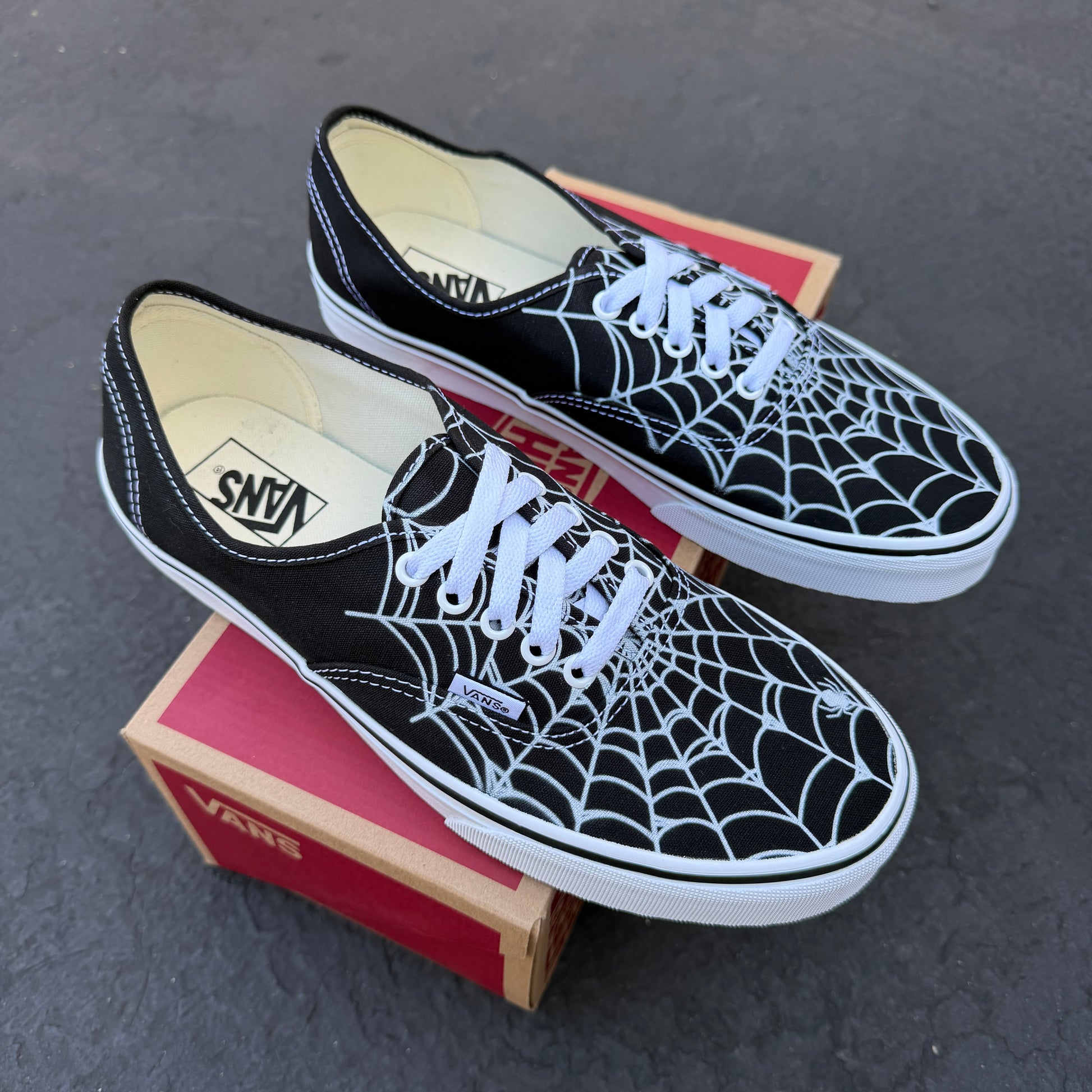spider web man Vans custom authentic shoes