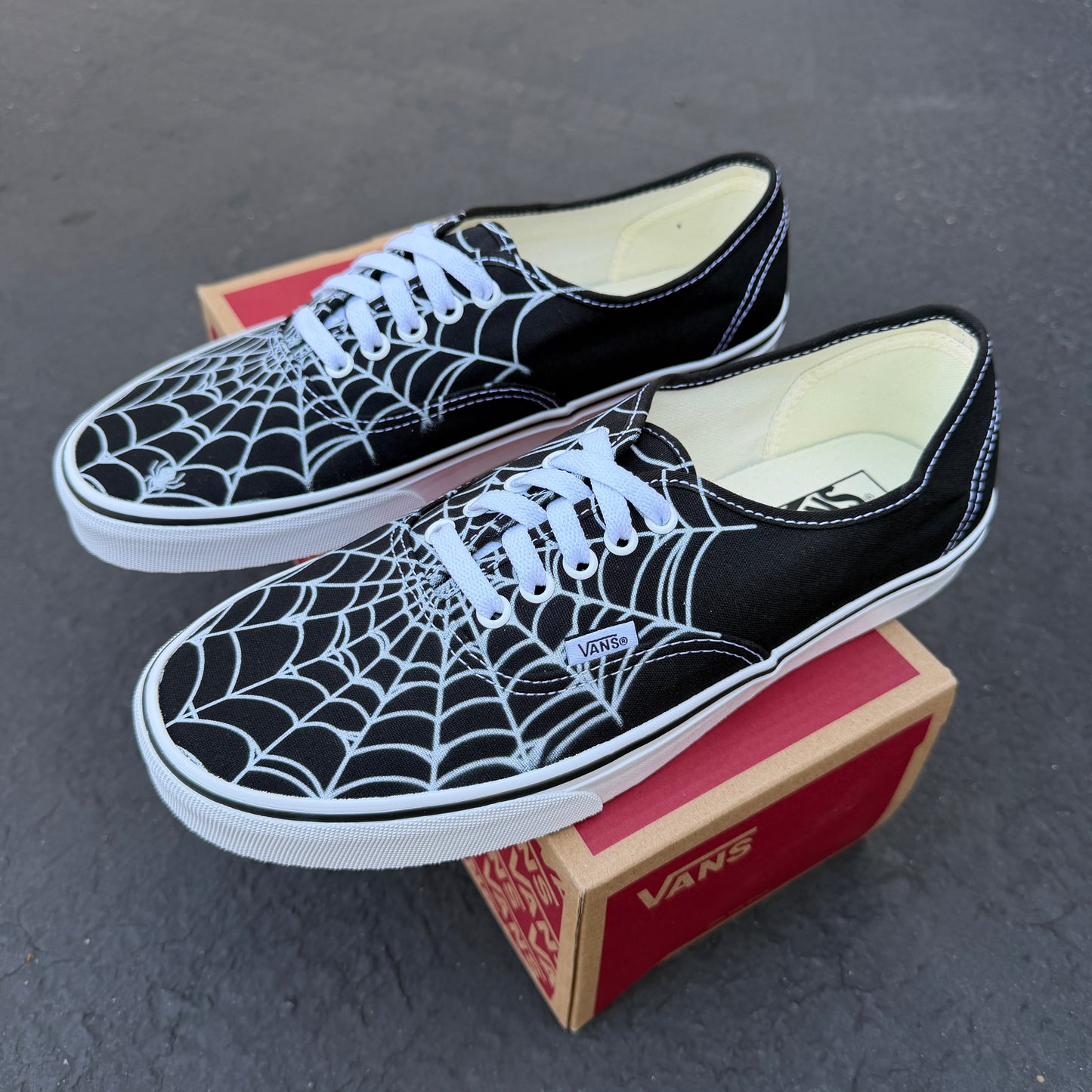 spider web man Vans custom authentic shoes