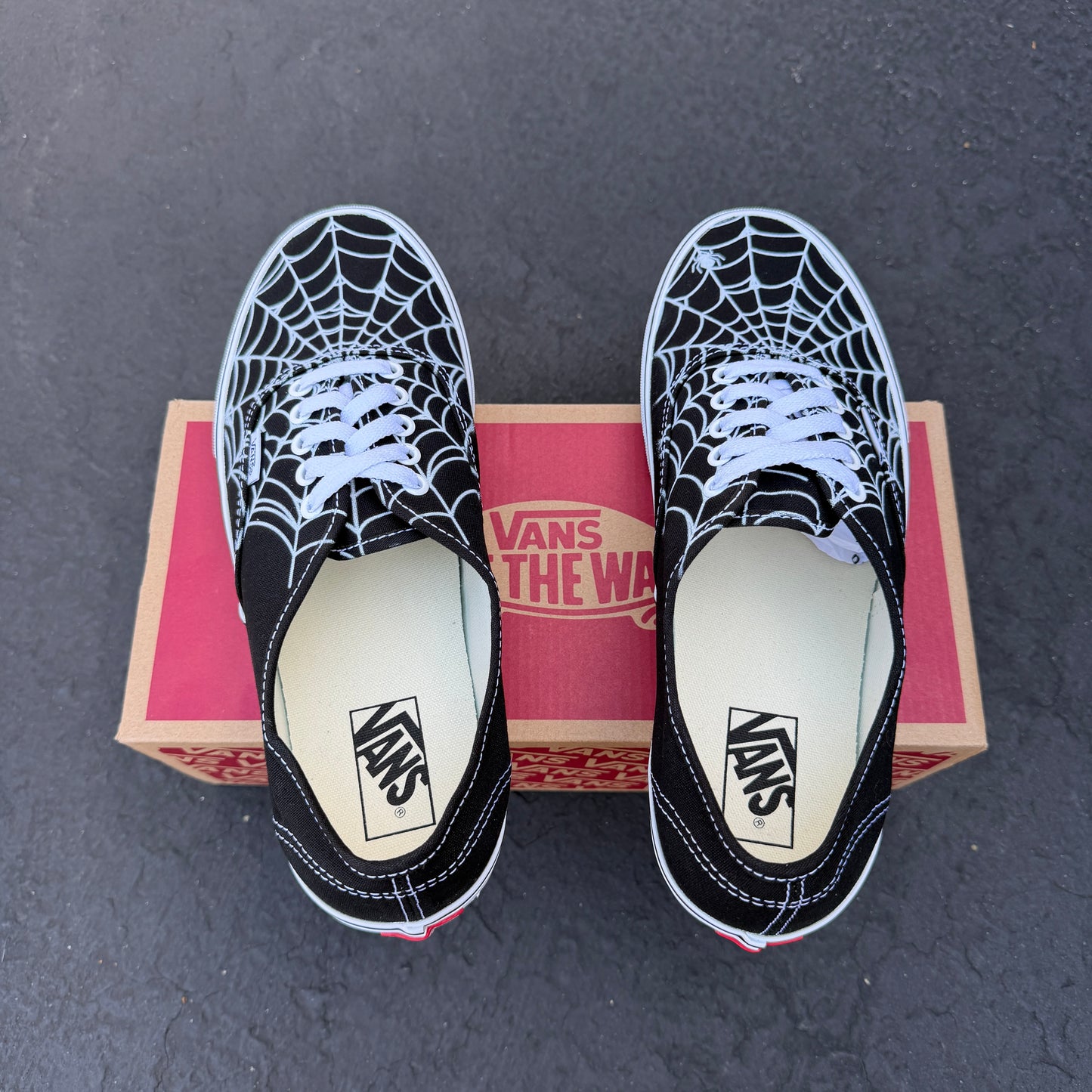 Spider web Black Vans Authentic Shoes Customized