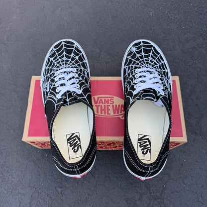 Spider web Black Vans Authentic Shoes Customized