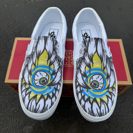monster teeth eyeball vans slip on shoes custom