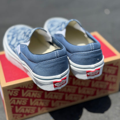 Paisley Vans Shoes - Custom Bandana Theme Navy Slip On Vans Shoes