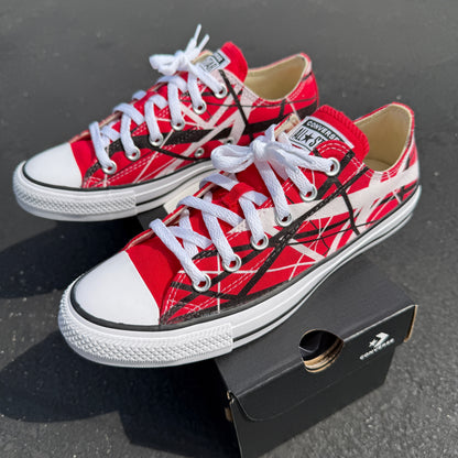 red converse chuck Taylor low top Eddie Van Halen frankenstrat 5150 shoes