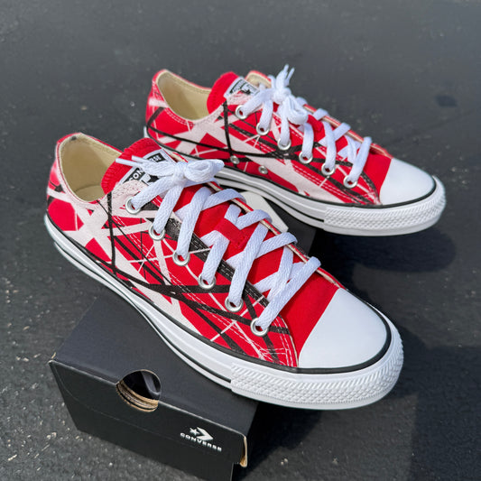 red converse chuck Taylor low top Eddie Van Halen frankenstrat 5150 shoes