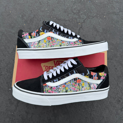 Flower Field Vans Old Skool Shoes