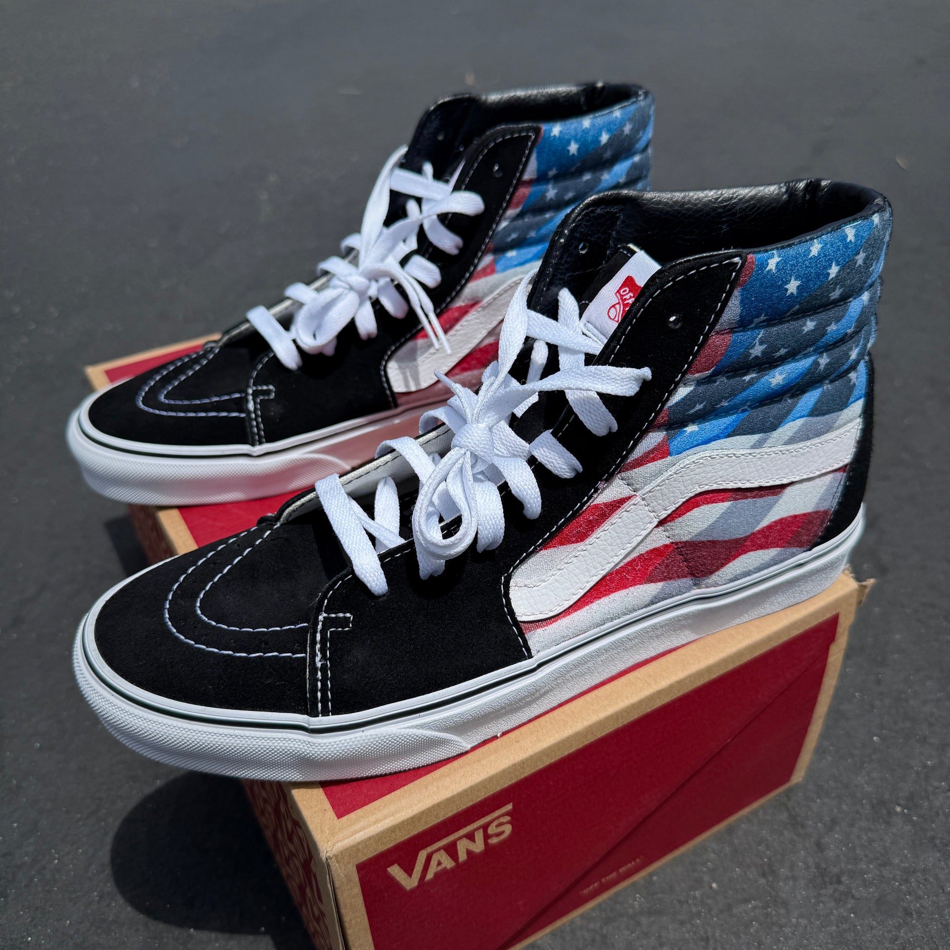 usa theme vans sk8-hi sneakers custom shoes American flag