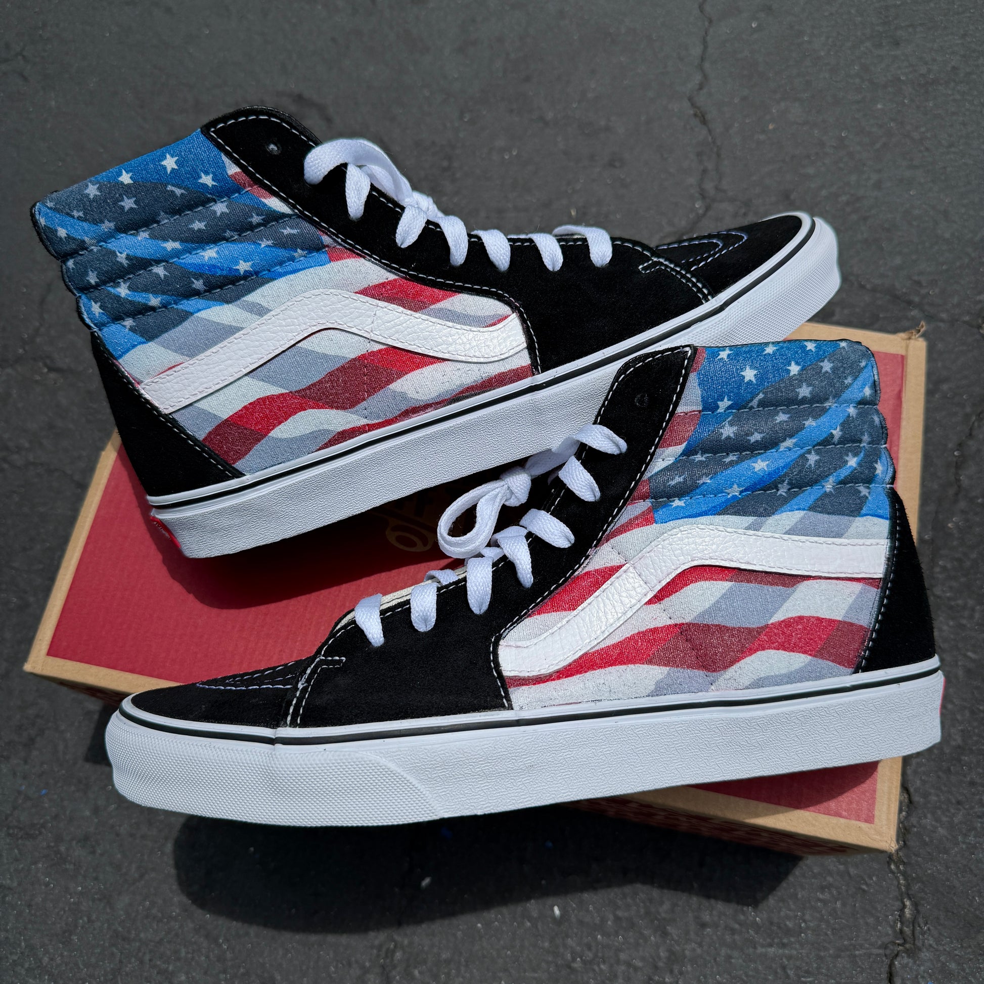 usa theme vans sk8-hi sneakers custom shoes American flag