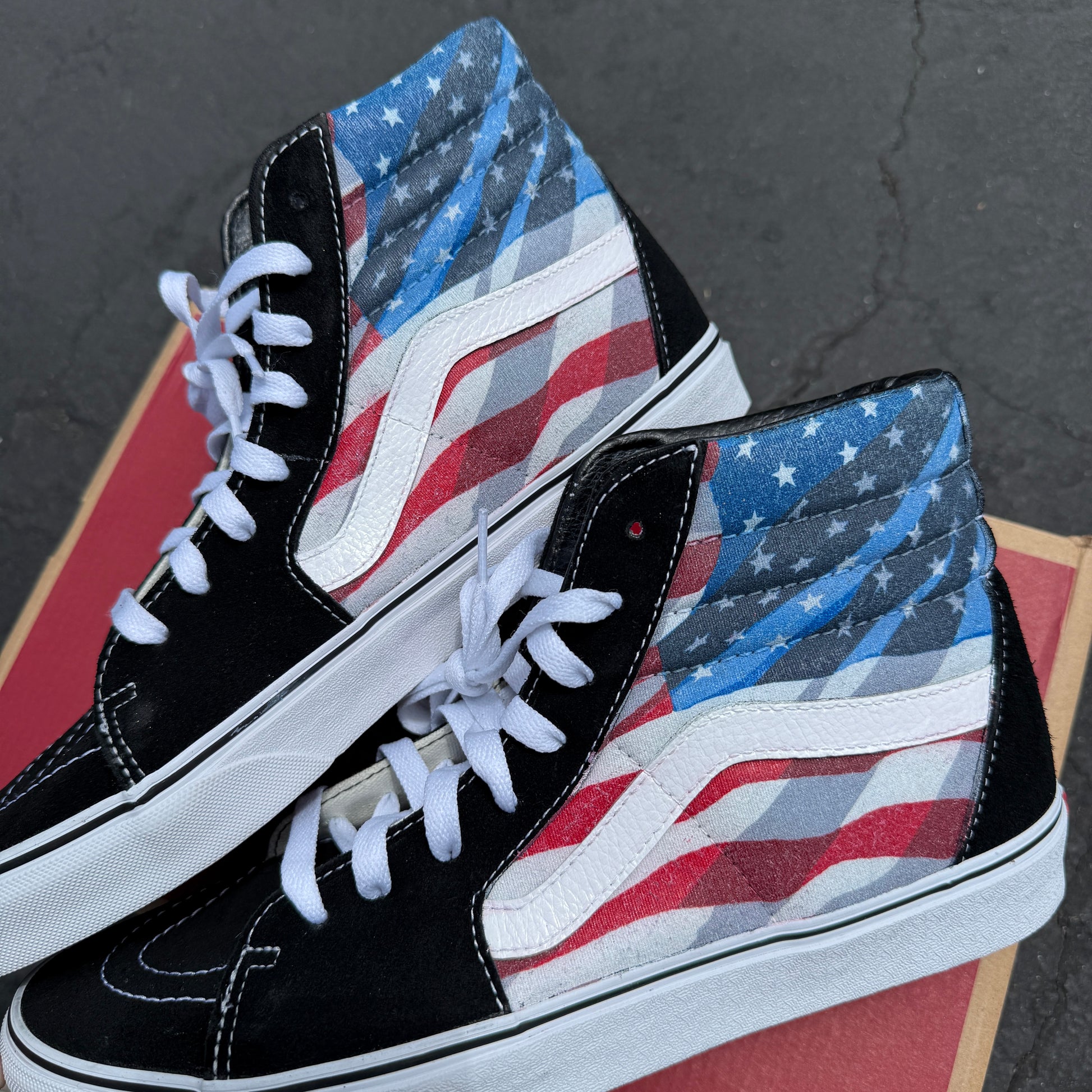 usa theme vans sk8-hi sneakers custom shoes American flag