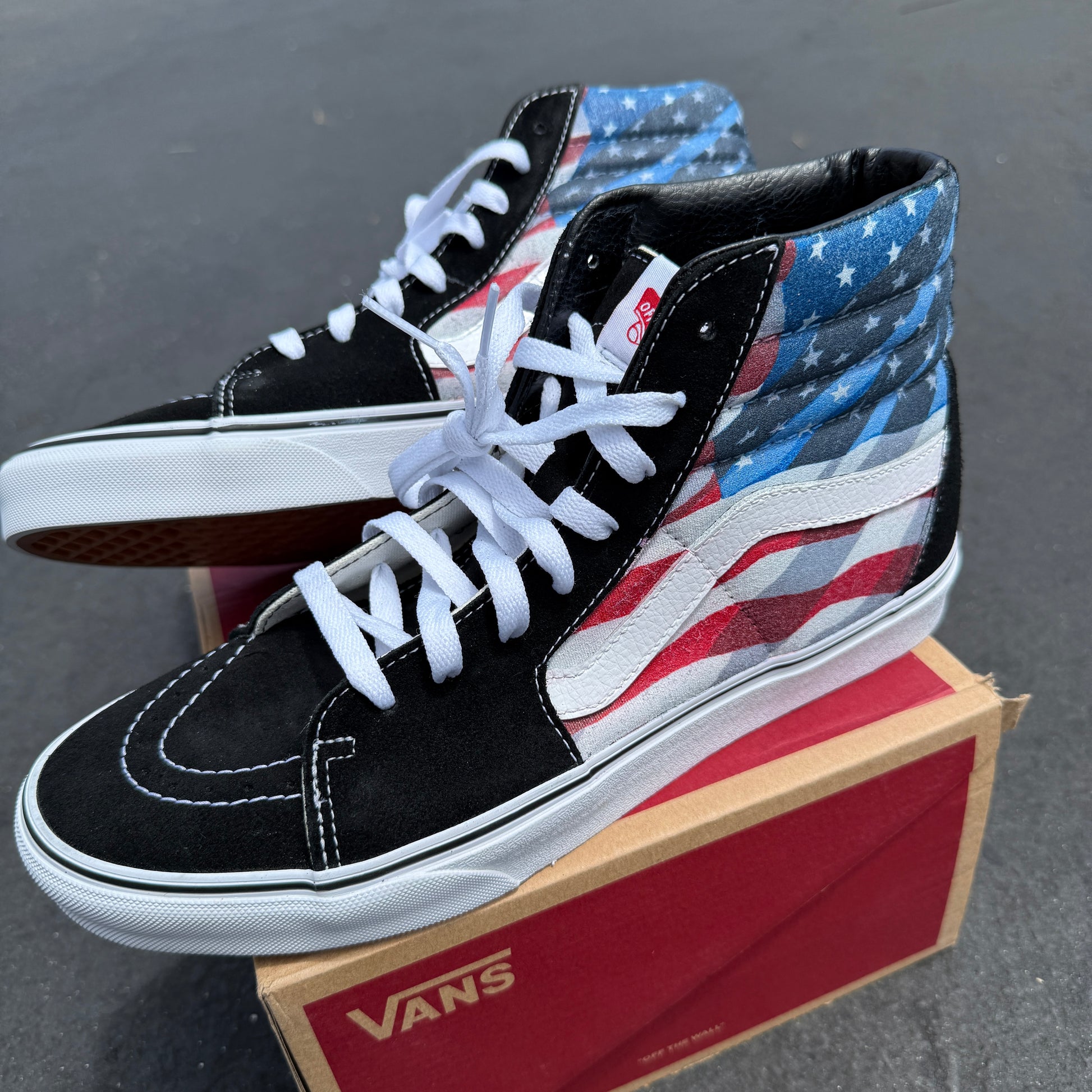 usa theme vans sk8-hi sneakers custom shoes American flag