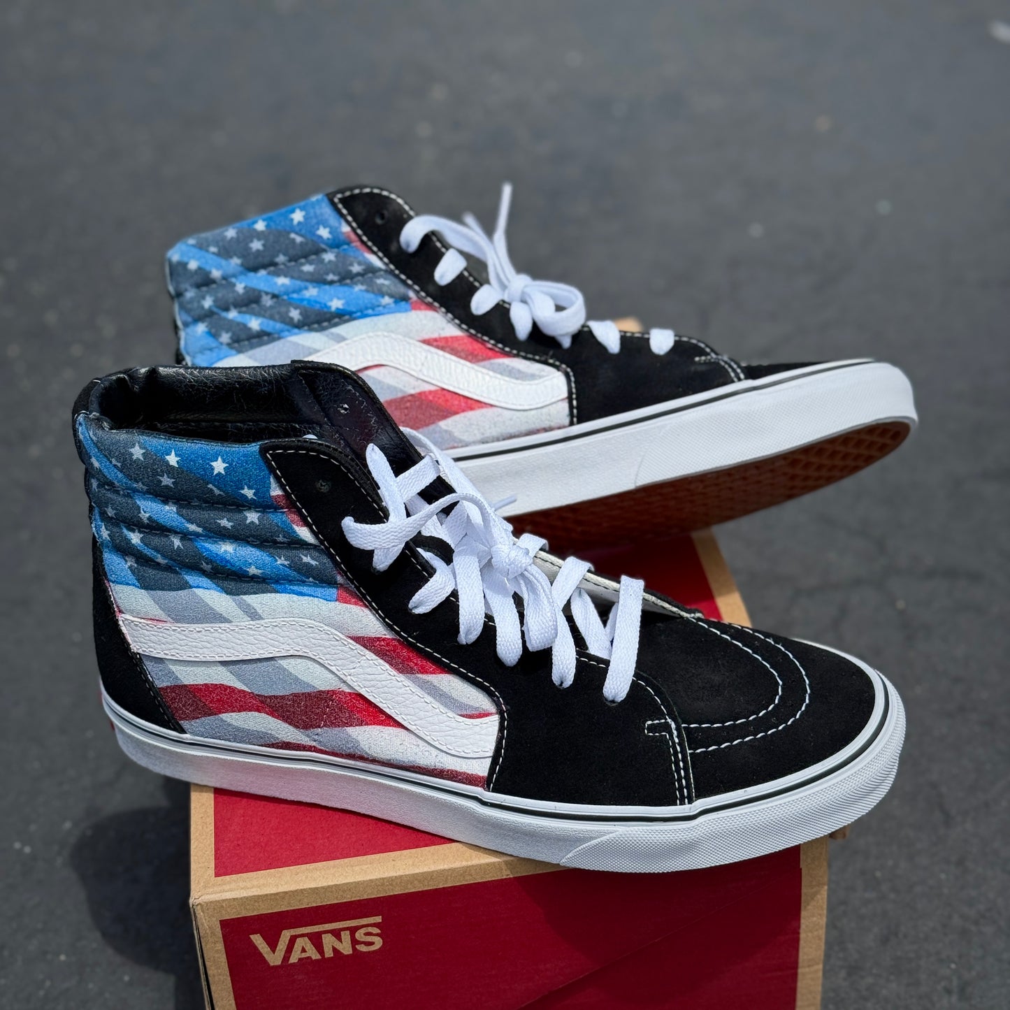 usa theme vans sk8-hi sneakers custom shoes American flag