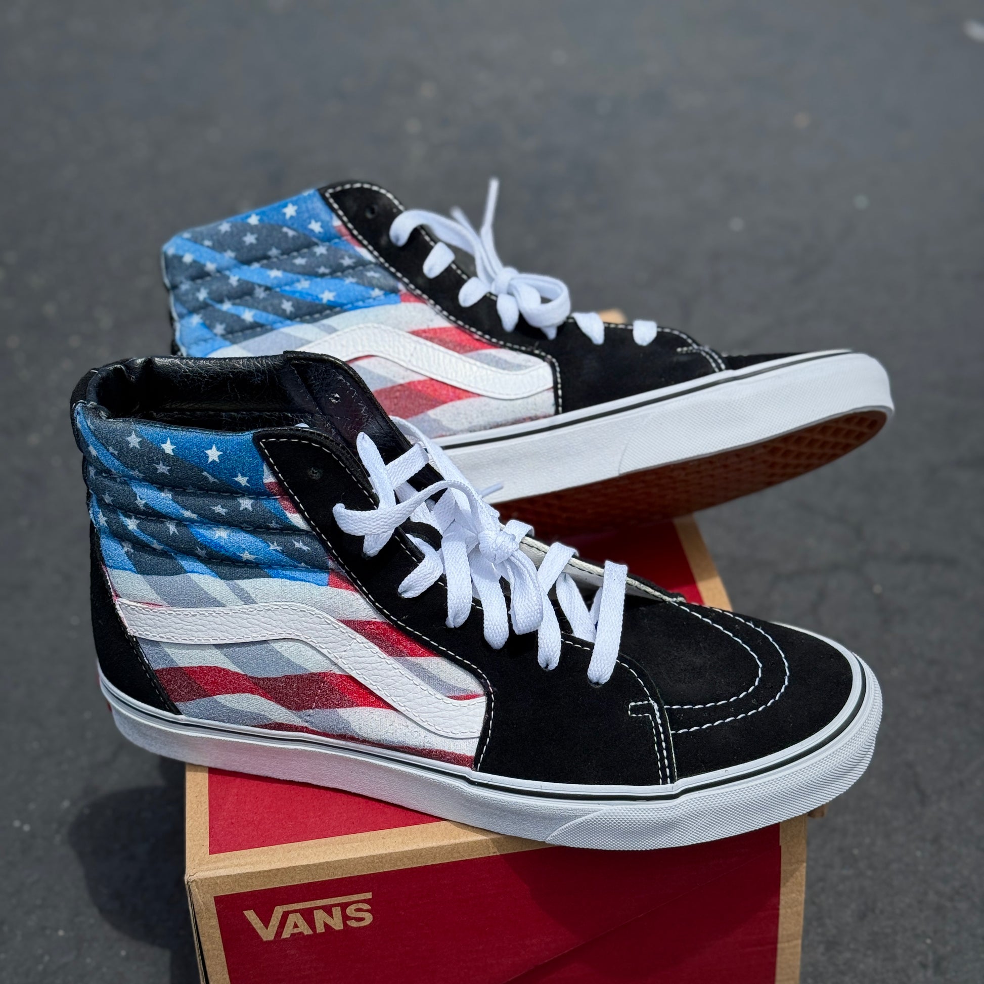 usa theme vans sk8-hi sneakers custom shoes American flag