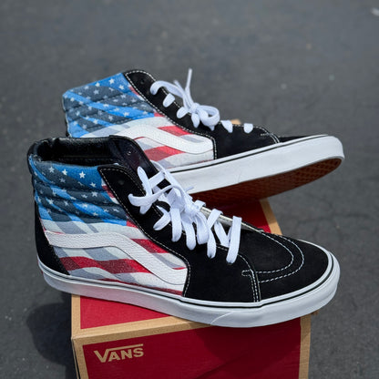 usa theme vans sk8-hi sneakers custom shoes American flag