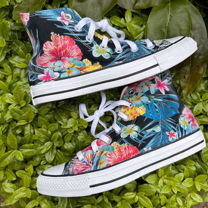 custom tropical floral converse