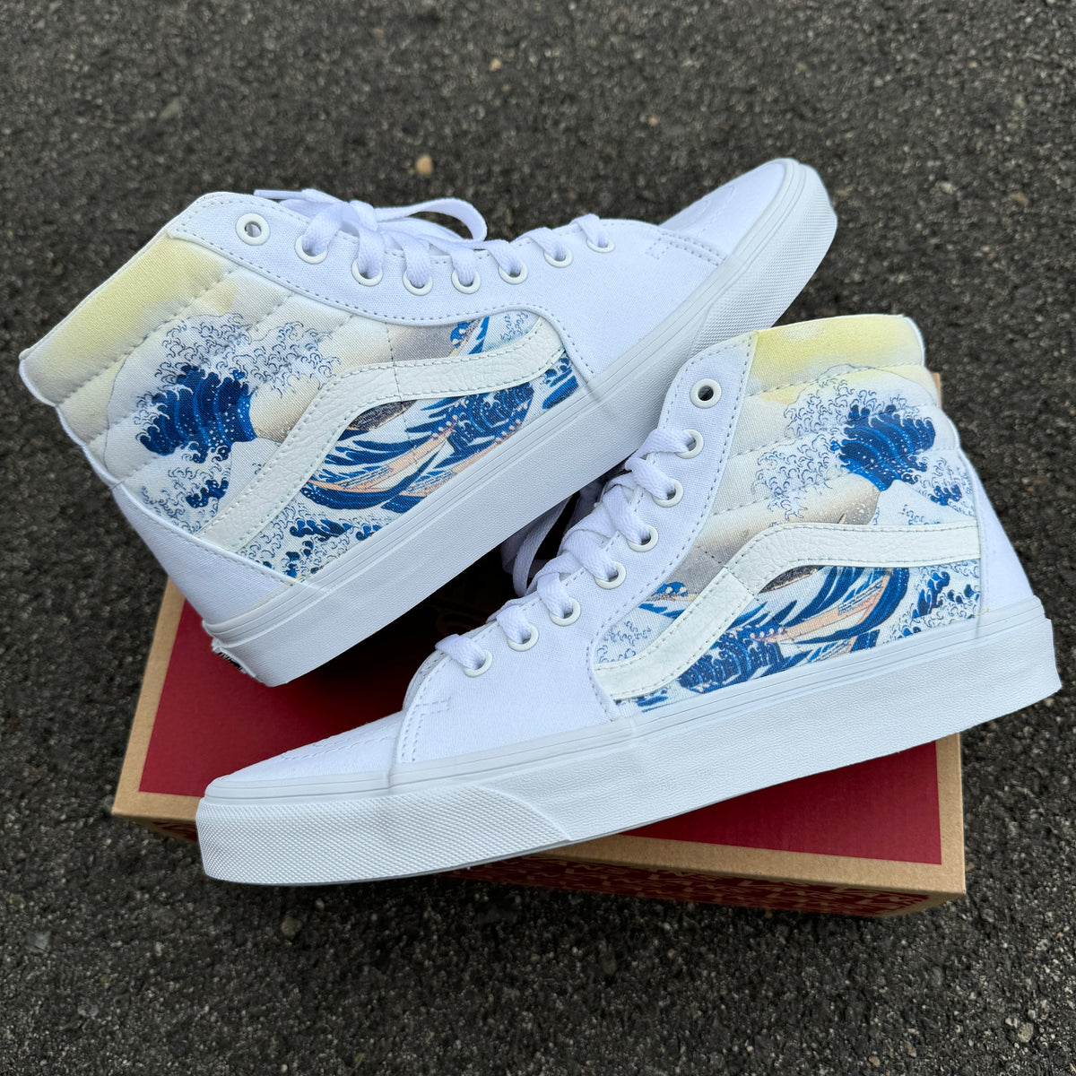 NEW Vans Men\'s Sk8-Hi Vintage Leather Blanc De Blanc White Blue shoes Size 9 US Vans Skate SK8-Hi Wearaway - White/Blue - Swell-O-Phonic main image 2