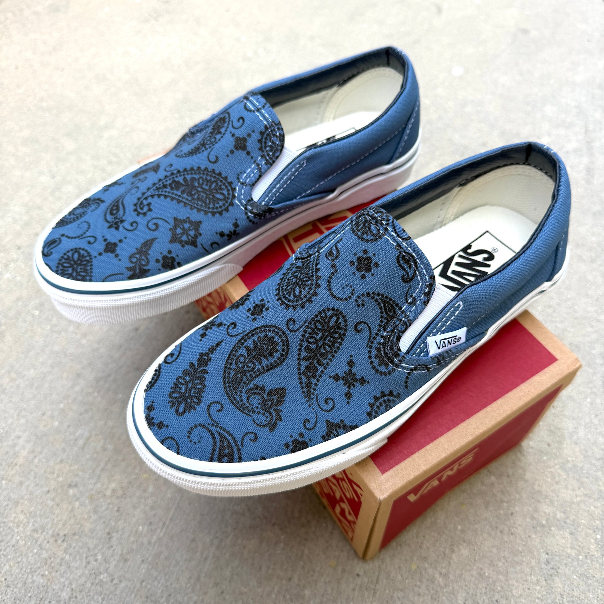 paisley bandana custom vans slip on shoes