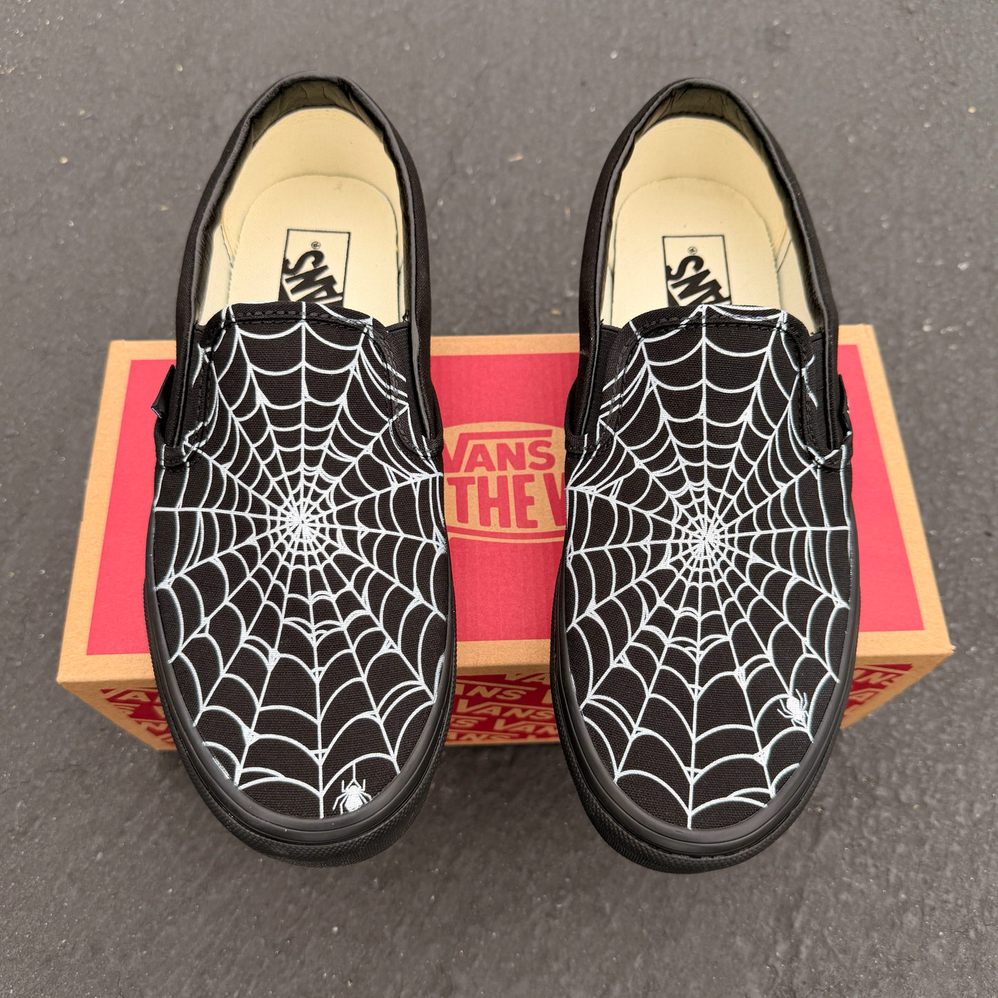 spiderwebs vans slip on shoes custom
