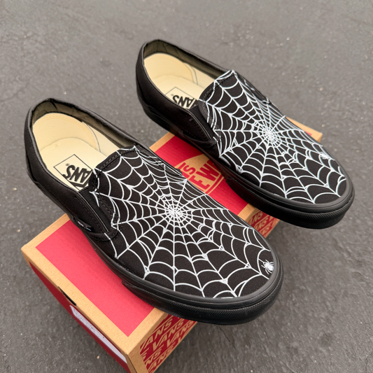 spiderwebs vans slip on shoes custom