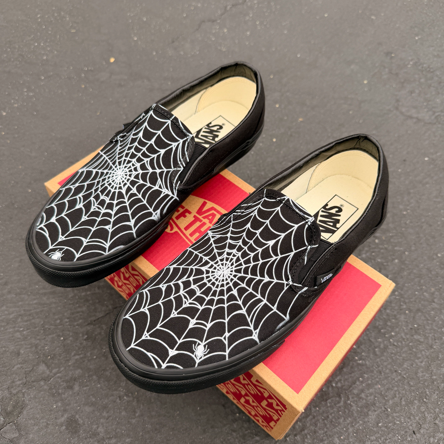 spiderwebs vans slip on shoes custom