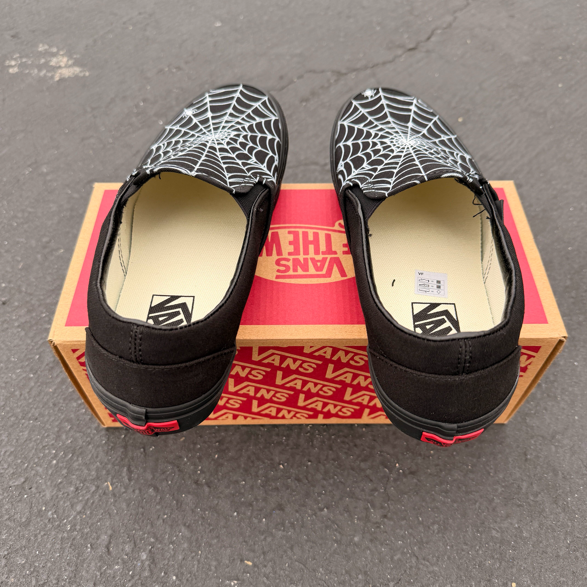 spiderwebs vans slip on shoes custom