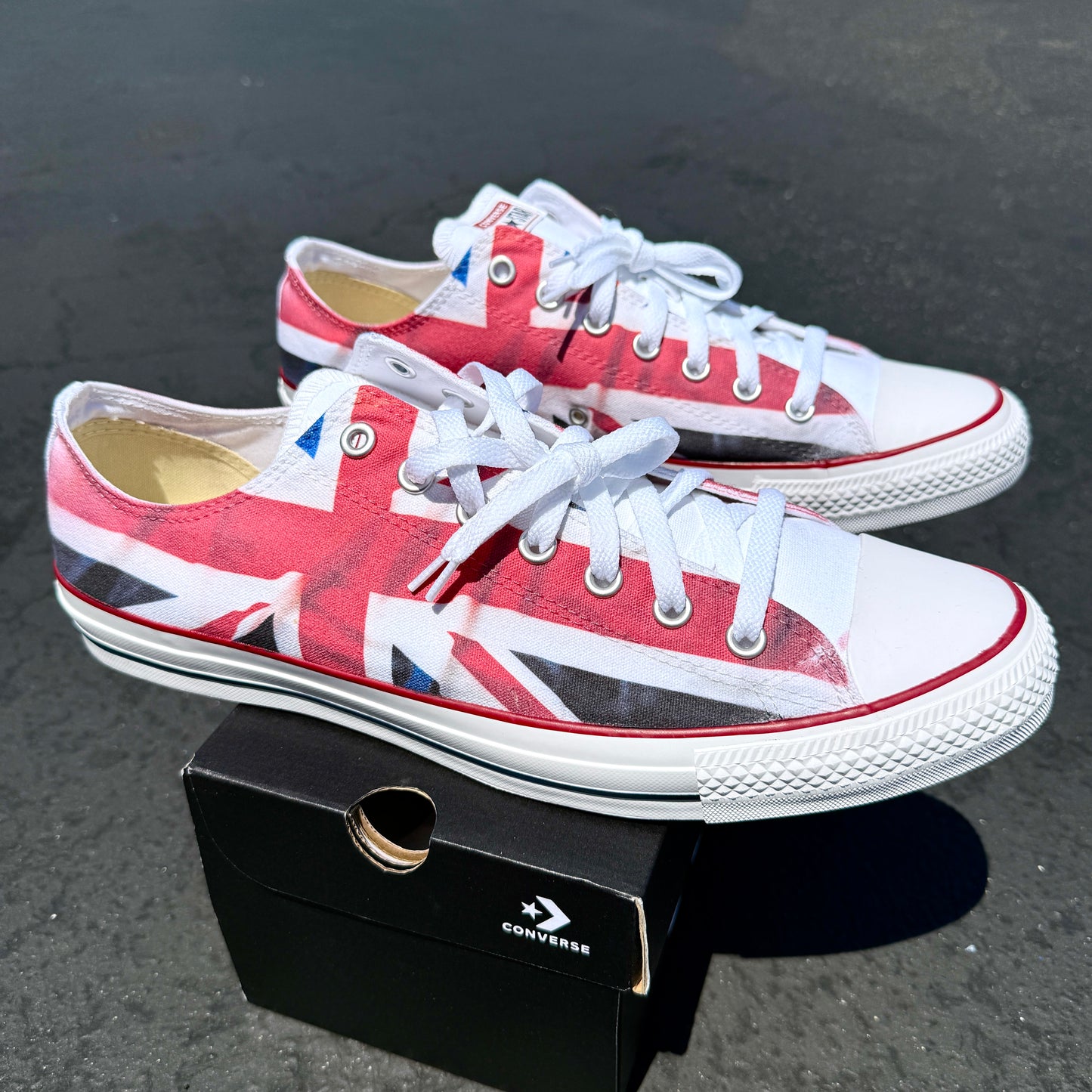 British Flag White Low Top Converse Chuck Taylor for Men and Women