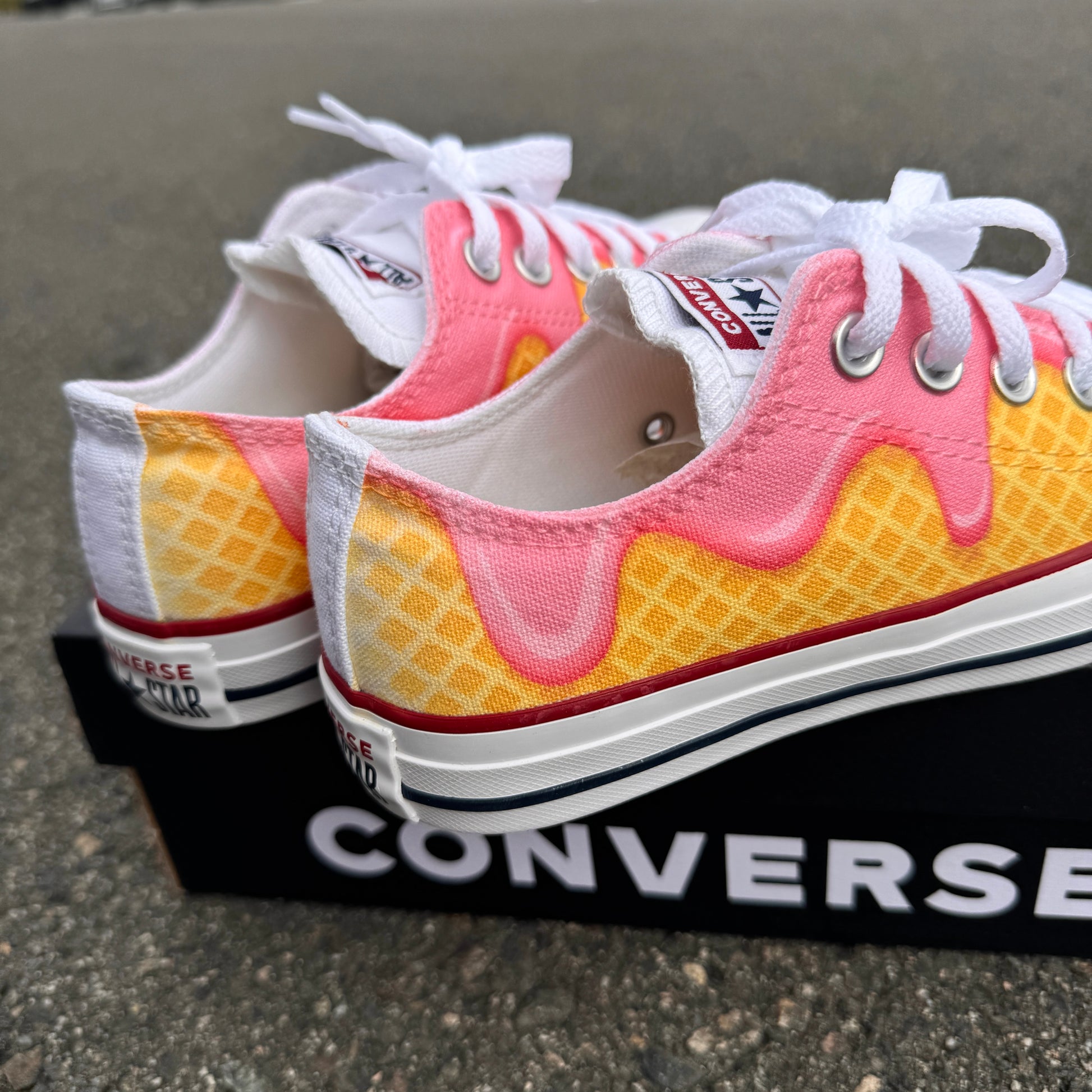 Custom Painted Shoes Painted Low Top Converse Waffle Cone Ice